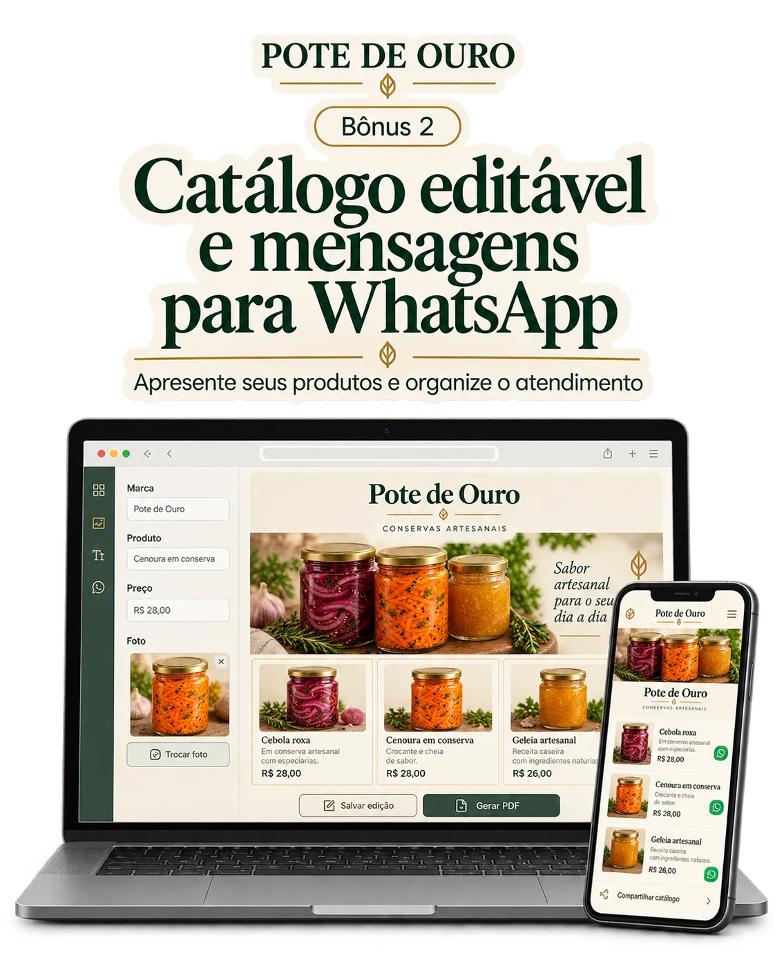 Mockup do catálogo no celular e computador